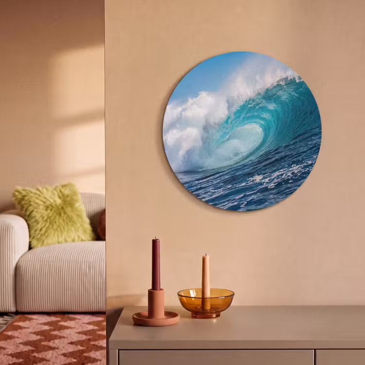 Akoestisch schilderij rond - Golf - Oceaan - Water - Dynamisch - Blauw — 3