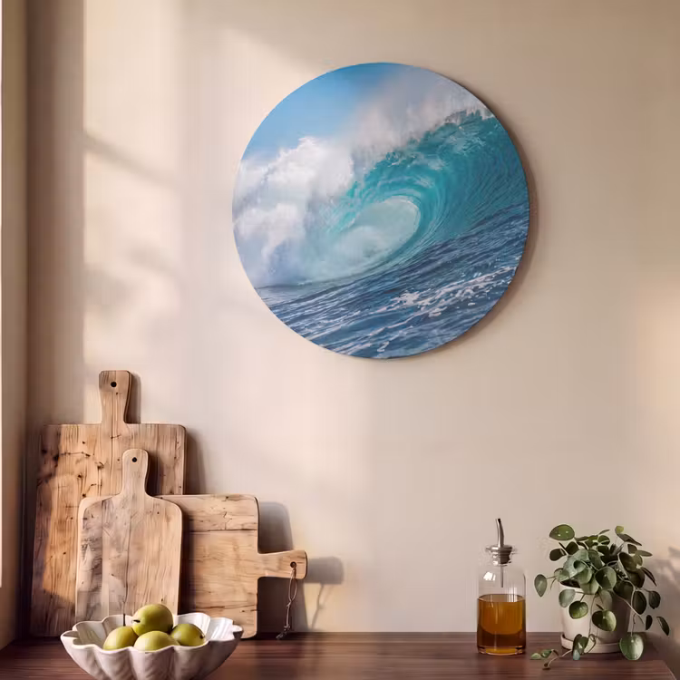Akoestisch schilderij rond - Golf - Oceaan - Water - Dynamisch - Blauw — 4