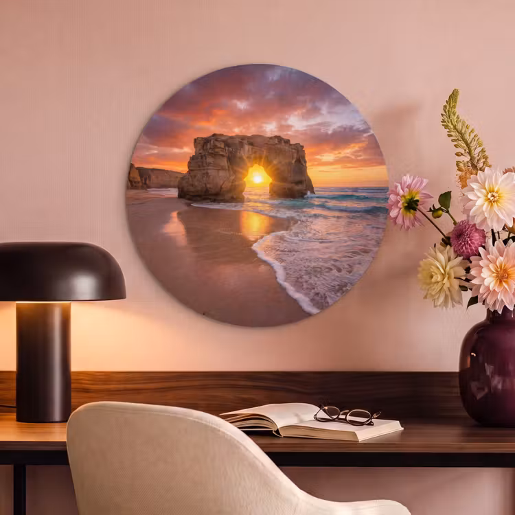 Akoestisch schilderij rond - Kust - Rots - Zonsondergang - Zee - Natuur — 2