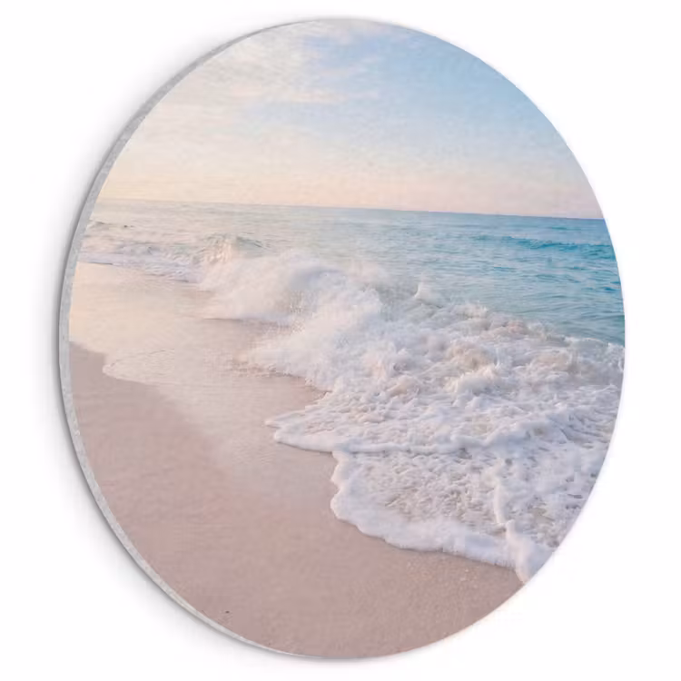 Akoestisch schilderij rond - Zee - Golven - Strand - Natuur - Wit — 1
