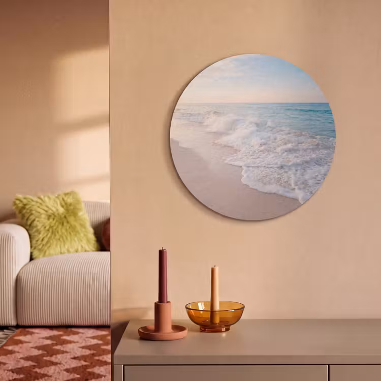 Akoestisch schilderij rond - Zee - Golven - Strand - Natuur - Wit — 3