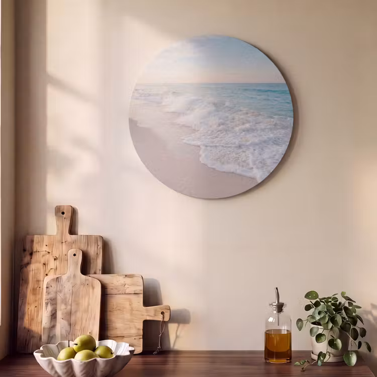 Akoestisch schilderij rond - Zee - Golven - Strand - Natuur - Wit — 4