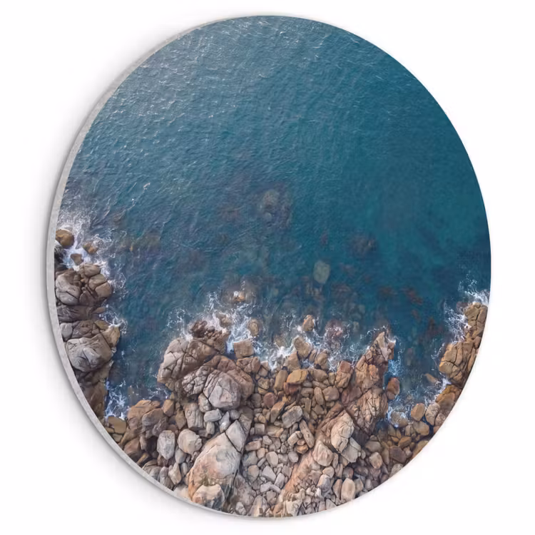 Akoestisch schilderij rond - Zee - Kustlijn - Natuur - Abstract - Blauw — 1