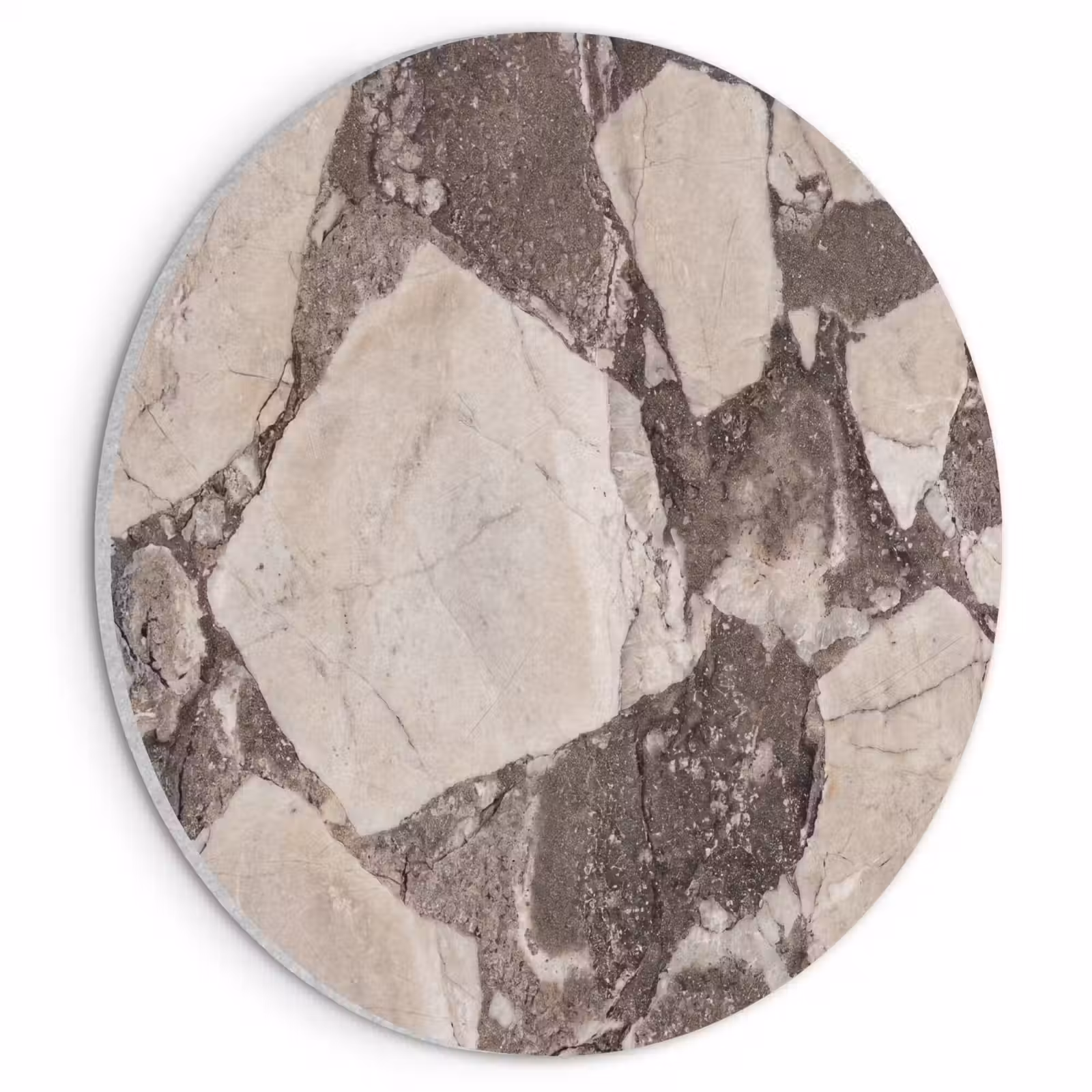 Akoestisch schilderij rond - Textuur - Marmer - Abstract - Beige - Bruin — 1