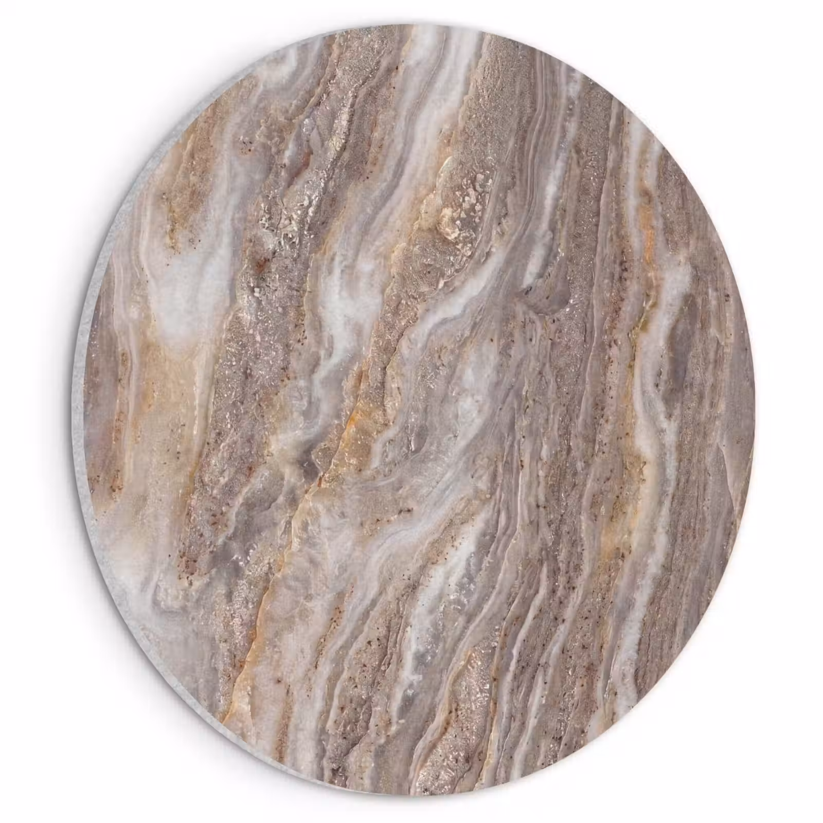 Akoestisch schilderij rond - Textuur - Steen - Abstract - Beige — 1