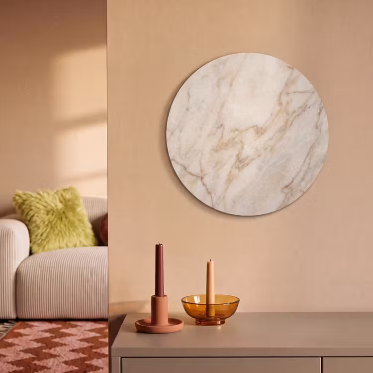 Akoestisch schilderij rond - Marmer - Ader - Abstract - Wit - Goud — 3