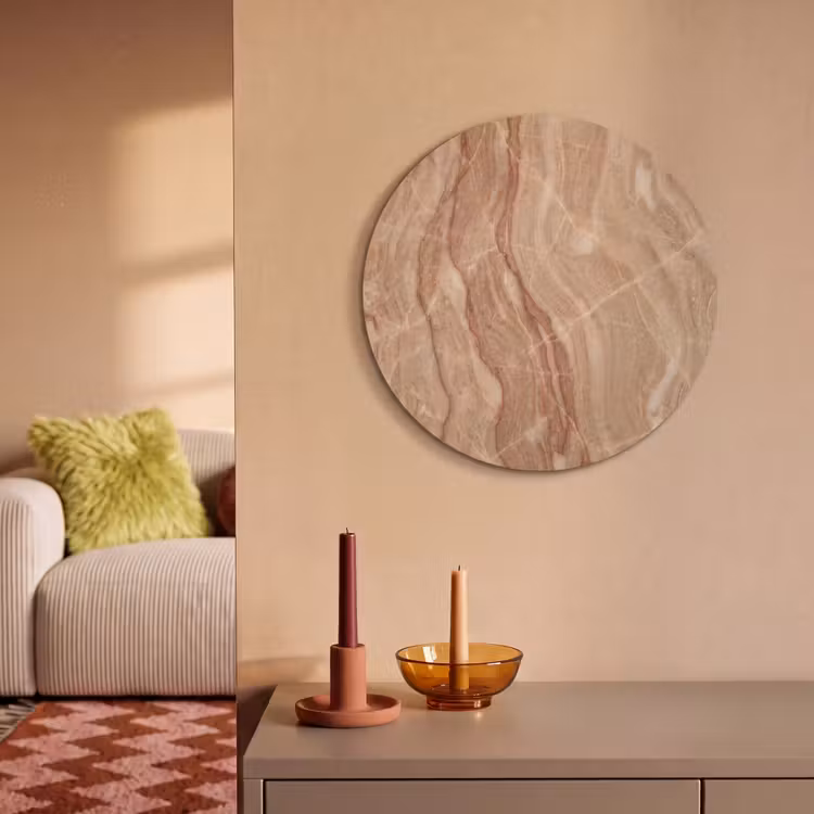 Akoestisch schilderij rond - Marmer - Ader - Natuur - Abstract - Beige — 3