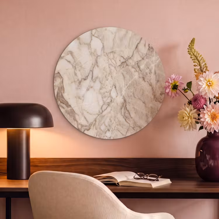 Akoestisch schilderij rond - Marmer - Aderen - Textuur - Beige - Modern — 2