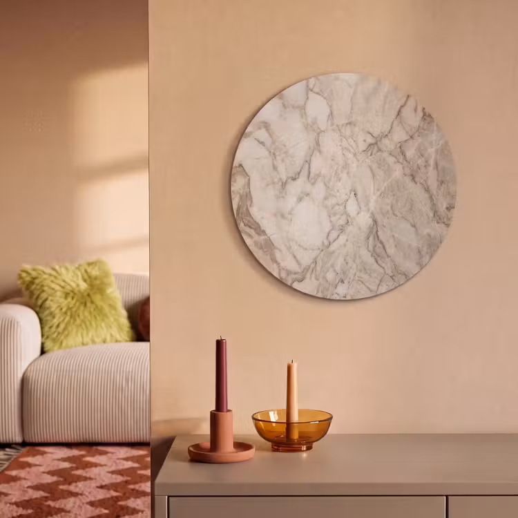 Akoestisch schilderij rond - Marmer - Aderen - Textuur - Beige - Modern — 3