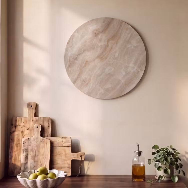 Akoestisch schilderij rond - Steen - Ader - Natuur - Modern - Beige — 4