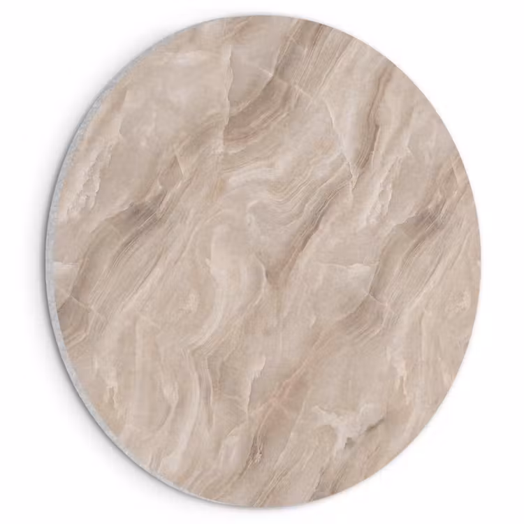 Akoestisch schilderij rond - Steen - Golvend - Abstract - Beige — 1