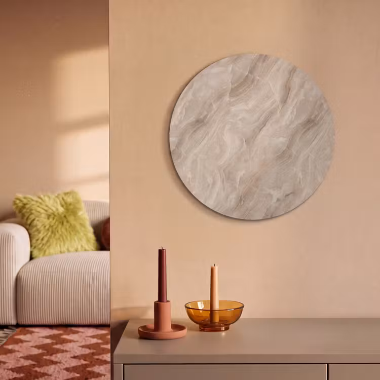 Akoestisch schilderij rond - Steen - Golvend - Abstract - Beige — 3