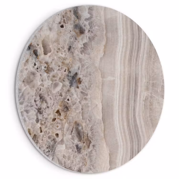 Akoestisch schilderij rond - Steen - Textuur - Abstract - Beige - Wit — 1