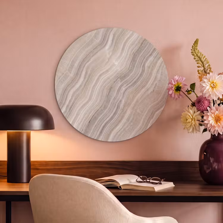 Akoestisch schilderij rond - Textuur - Golvend - Abstract - Modern - Beige — 2