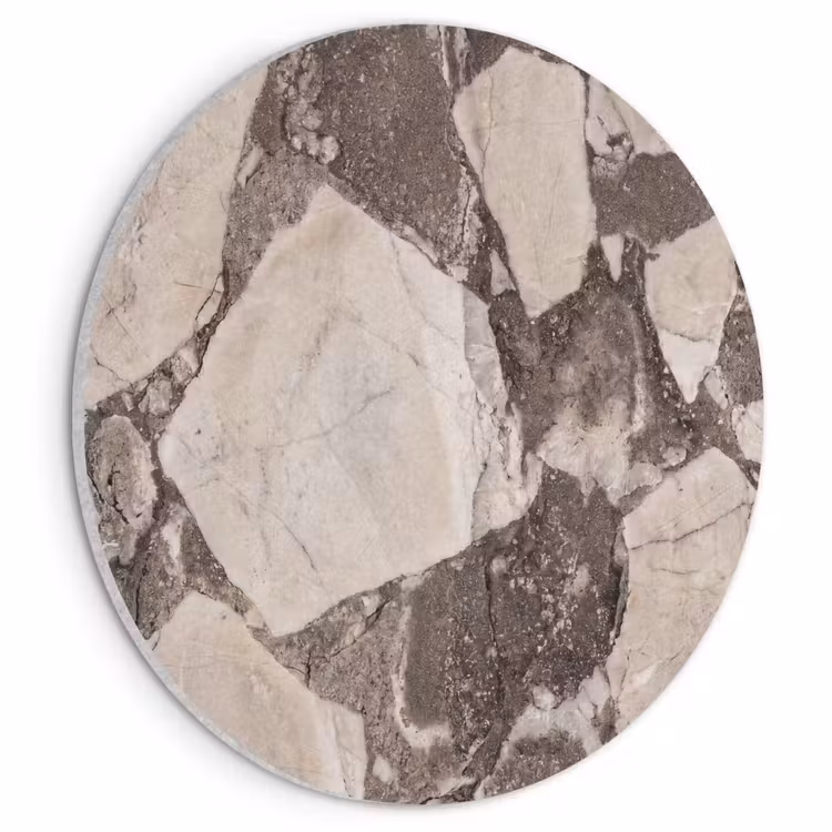 Akoestisch schilderij rond - Textuur - Marmer - Abstract - Beige - Bruin — 1