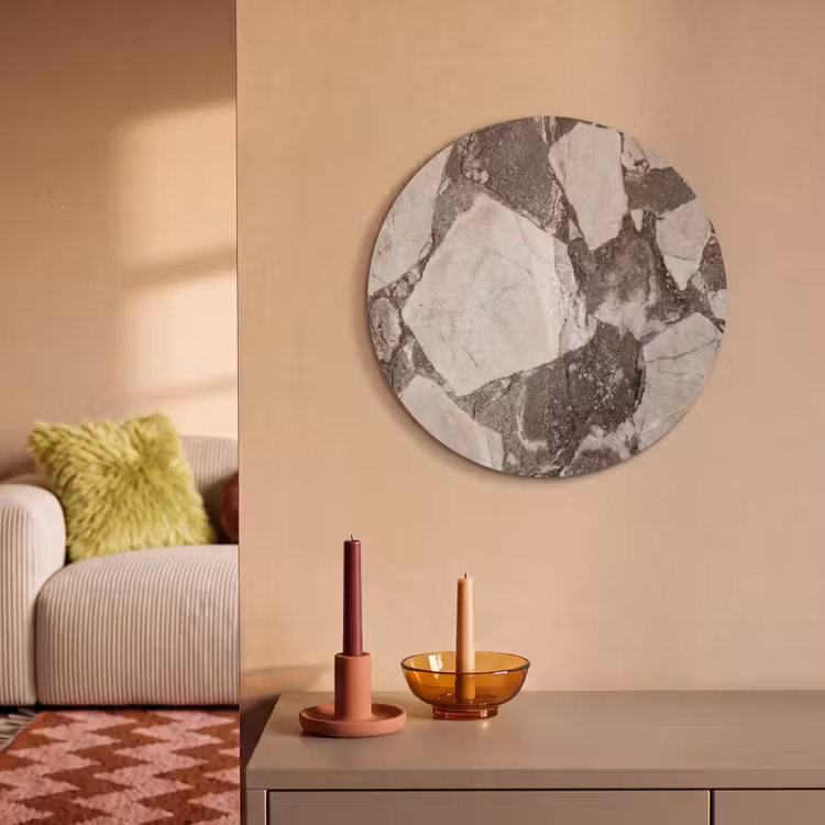 Akoestisch schilderij rond - Textuur - Marmer - Abstract - Beige - Bruin — 3