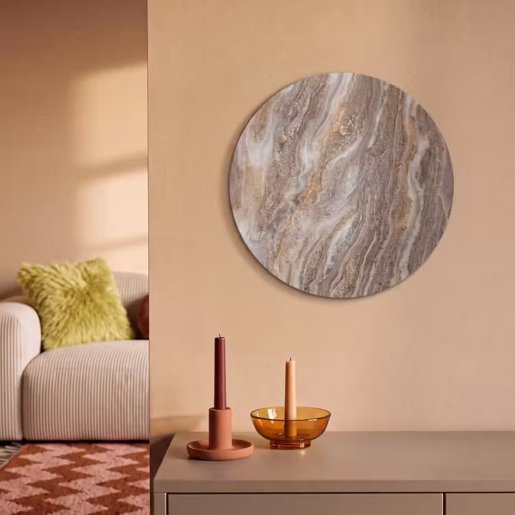 Akoestisch schilderij rond - Textuur - Steen - Abstract - Beige — 3