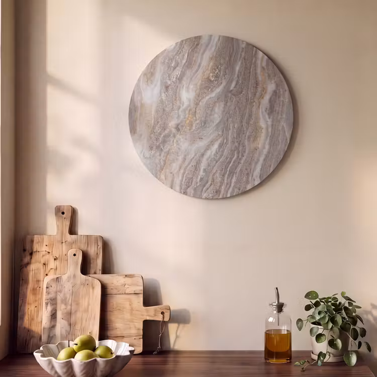 Akoestisch schilderij rond - Textuur - Steen - Abstract - Beige — 4