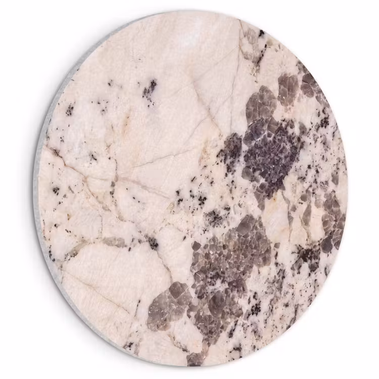 Akoestisch schilderij rond - Natuursteen - Patroon - Abstract - Beige - Grijs — 1