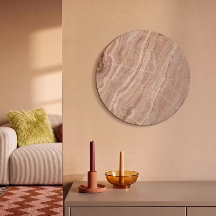 Akoestisch schilderij rond - Textuur - Golvend - Abstract - Warm - Bruin — 3