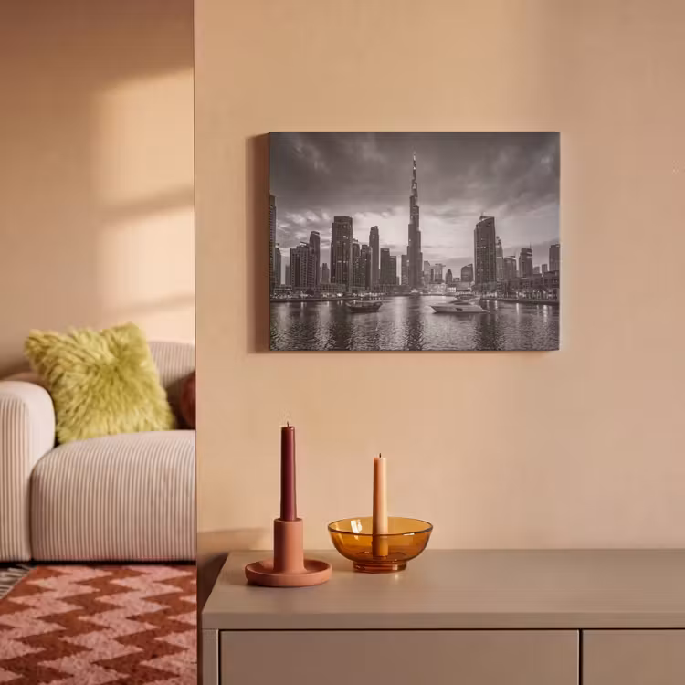 Akoestisch schilderij - Stad - Skyline - Architectuur - Avond - Zwart-wit — 2