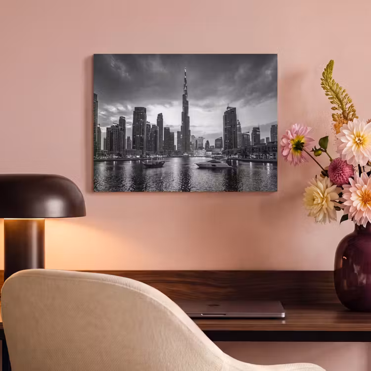 Akoestisch schilderij - Stad - Skyline - Architectuur - Avond - Zwart-wit — 4