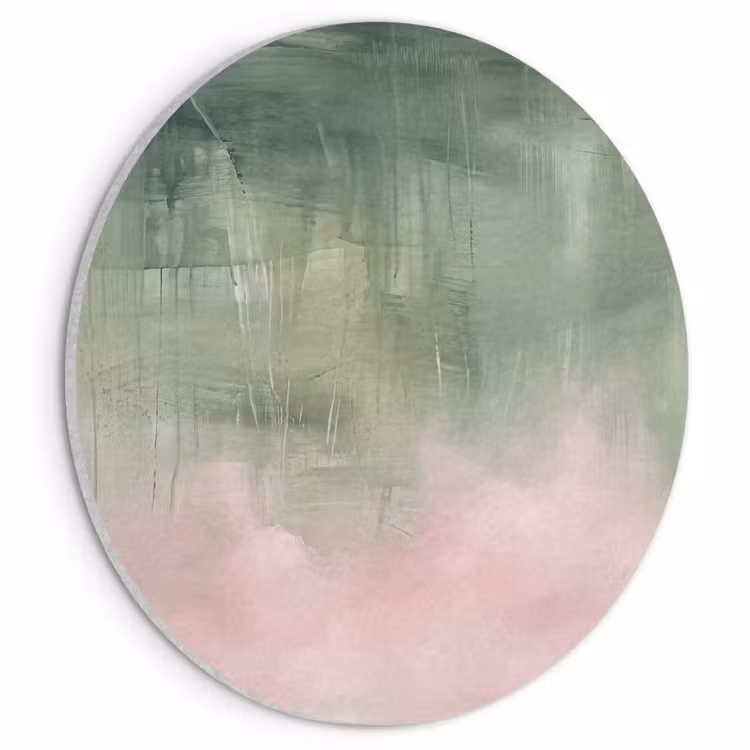Akoestisch schilderij rond - Kunst - Abstract - Modern - Groen - Roze — 1