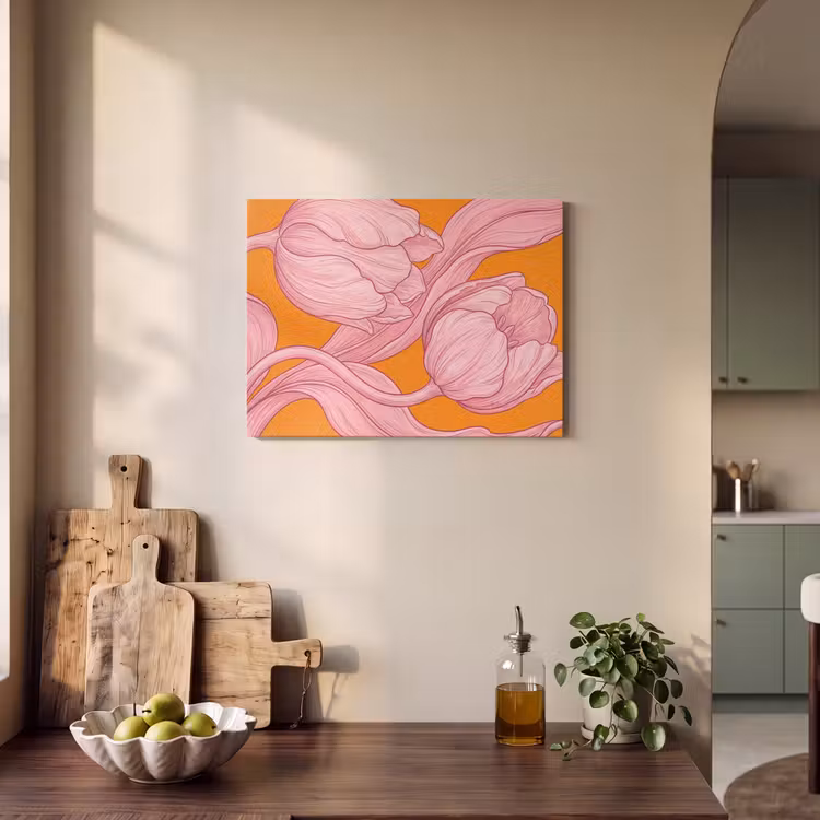 Akoestisch schilderij - Roze bloemen - Modern — 3