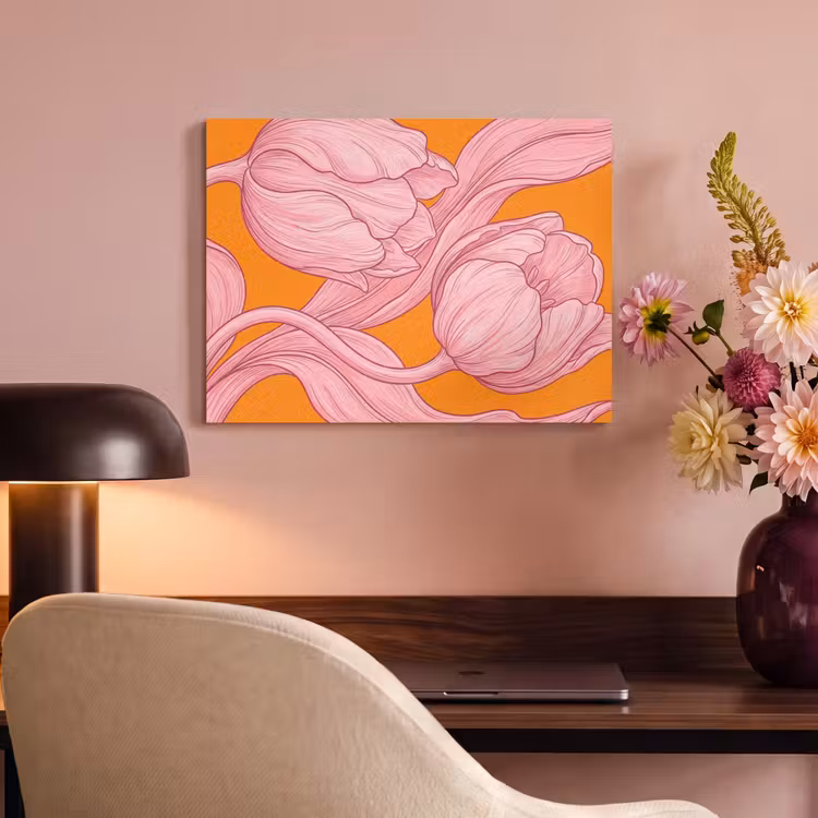 Akoestisch schilderij - Roze bloemen - Modern — 4