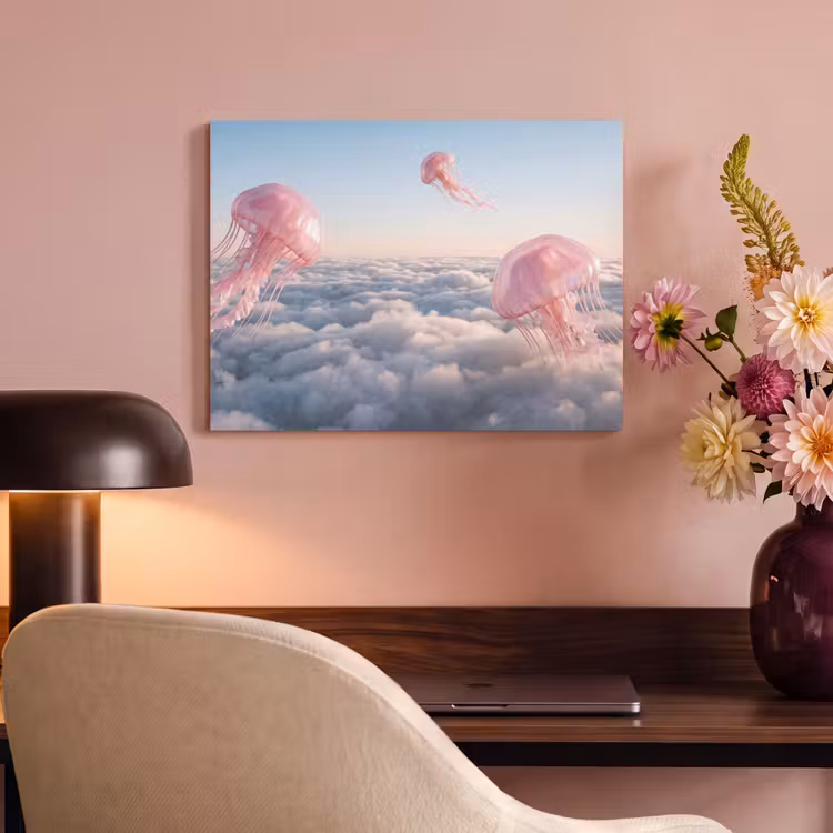 Akoestisch schilderij - Roze dier - Wolken — 4