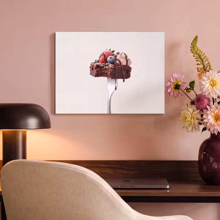 Akoestisch schilderij - Vork - brownie - aardbei — 4