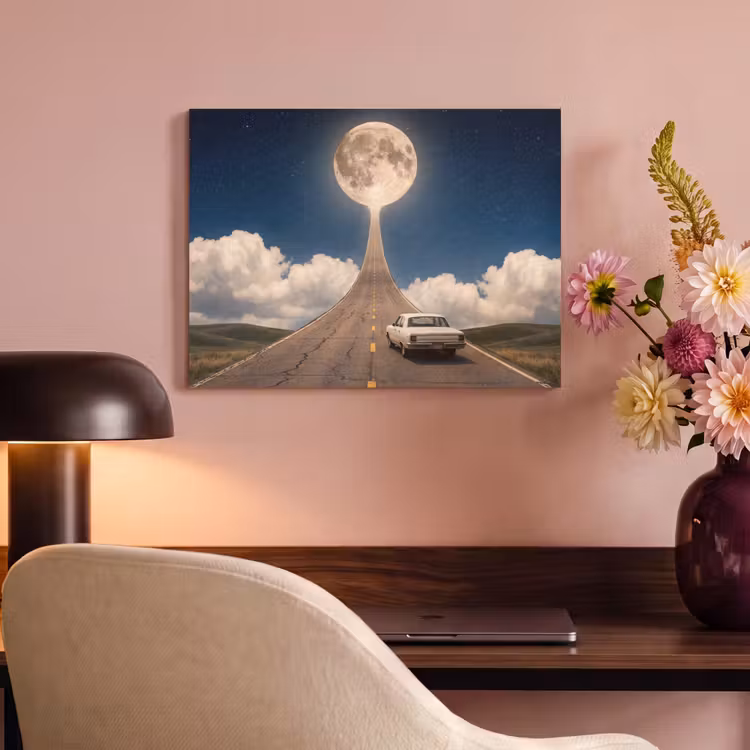 Akoestisch schilderij - Weg - Maan - Nacht — 4