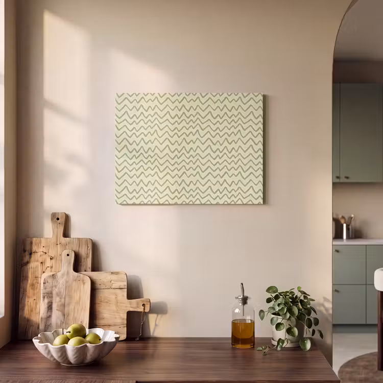 Akoestisch schilderij - Saliegroen - Zigzag - Handgetekend - Patroon — 3