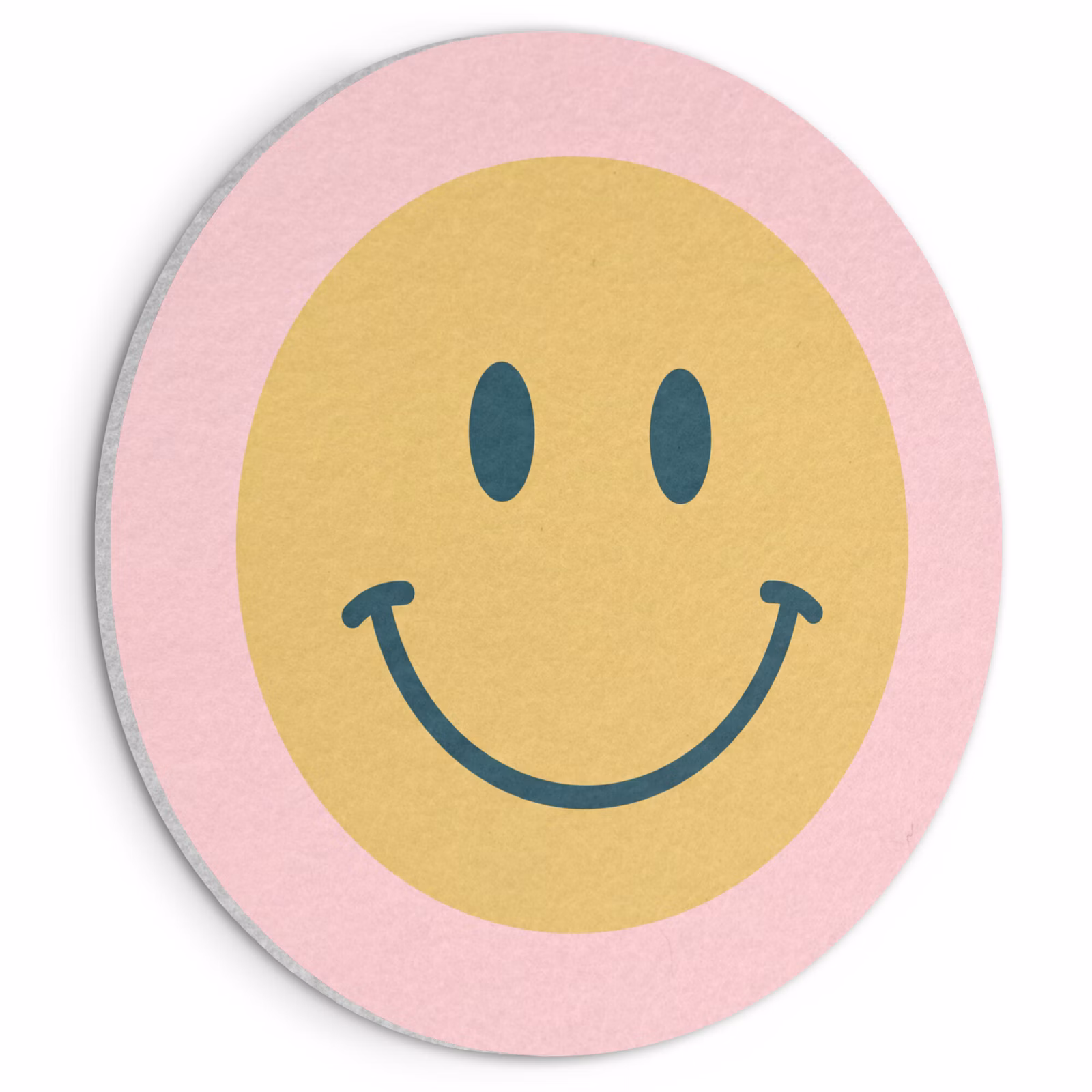 Akoestisch schilderij rond - Smiley - Geel - Roze - Symbool - Minimalistisch — 1