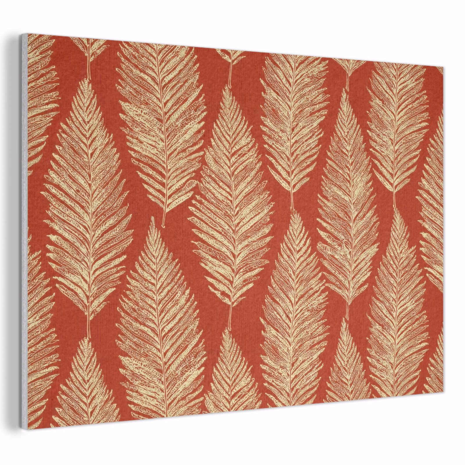 Akoestisch schilderij - Rood - Botanisch - Varen - Patroon — 1