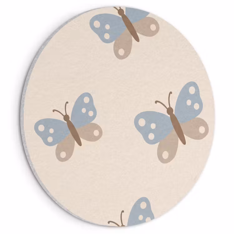 Akoestisch schilderij rond - Insect - Vlinderpatroon - Abstract - Blauw - Beige — 1
