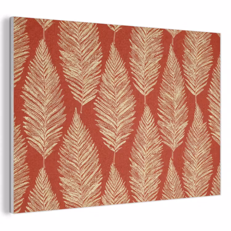 Akoestisch schilderij - Rood - Botanisch - Varen - Patroon — 1
