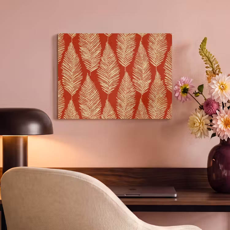 Akoestisch schilderij - Rood - Botanisch - Varen - Patroon — 4