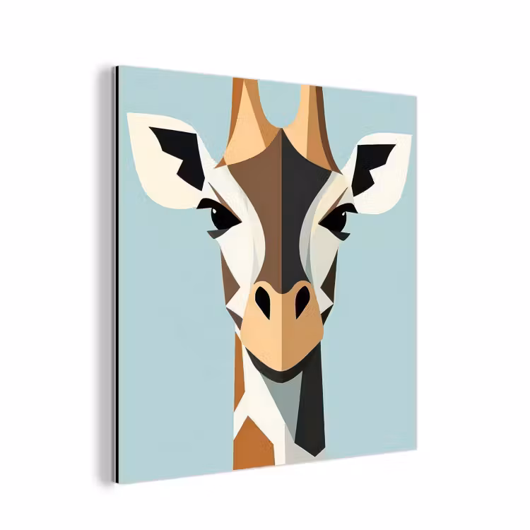 Aluminium schilderij - Giraffe - Illustratie - Bruin - Minimalistisch — 1