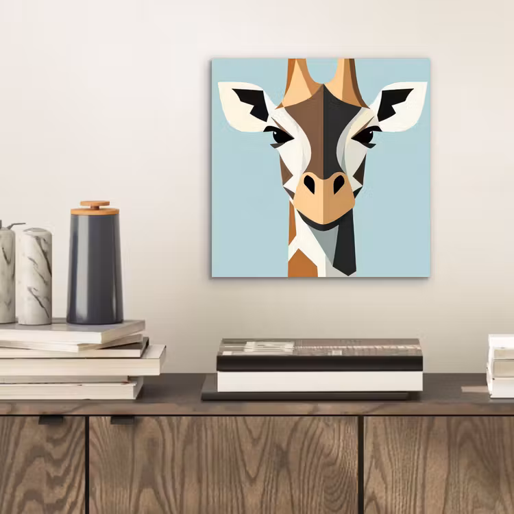 Aluminium schilderij - Giraffe - Illustratie - Bruin - Minimalistisch — 2