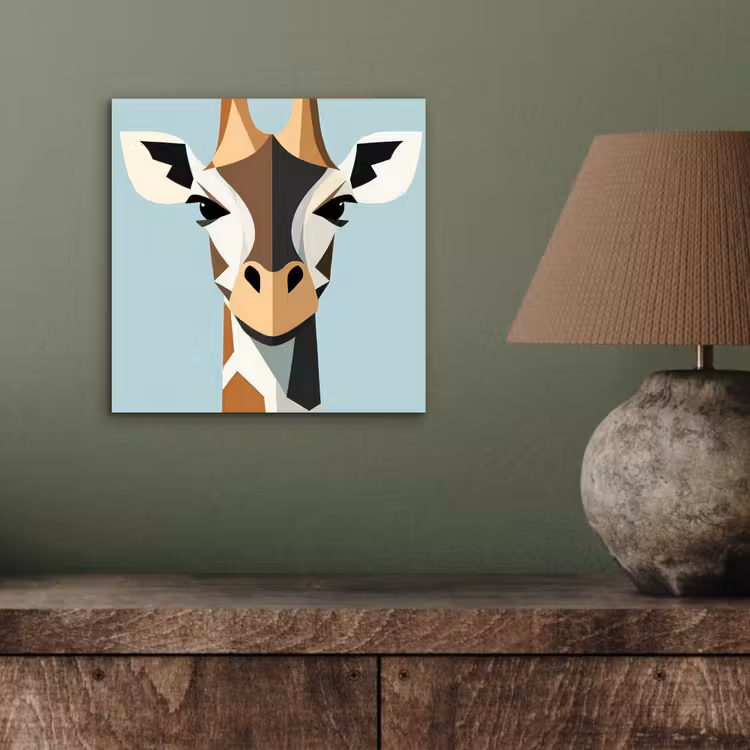 Aluminium schilderij - Giraffe - Illustratie - Bruin - Minimalistisch — 3