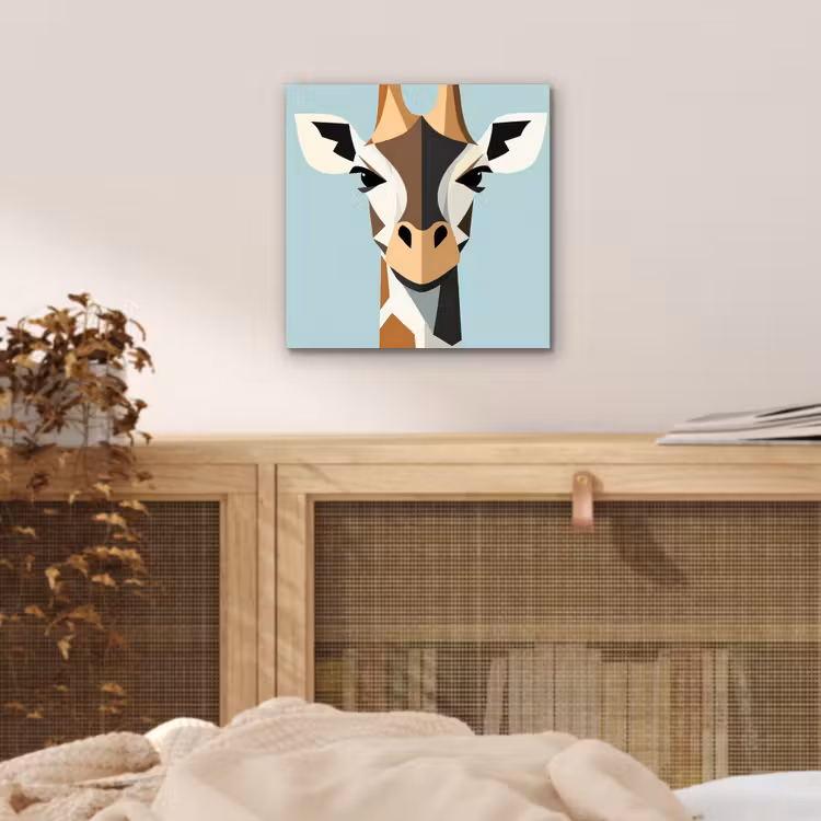Aluminium schilderij - Giraffe - Illustratie - Bruin - Minimalistisch — 4