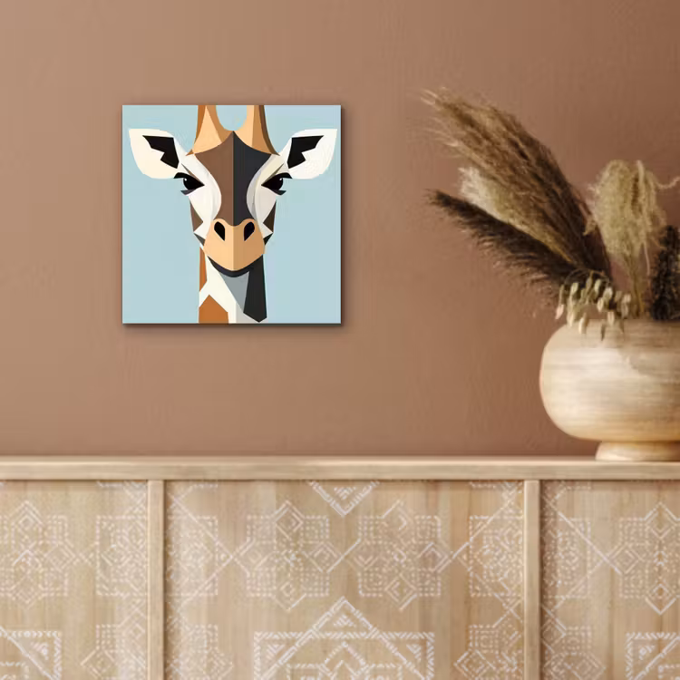 Aluminium schilderij - Giraffe - Illustratie - Bruin - Minimalistisch — 5