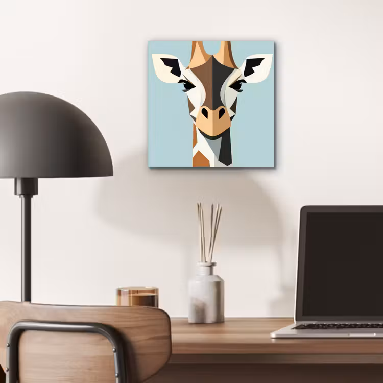 Aluminium schilderij - Giraffe - Illustratie - Bruin - Minimalistisch — 6