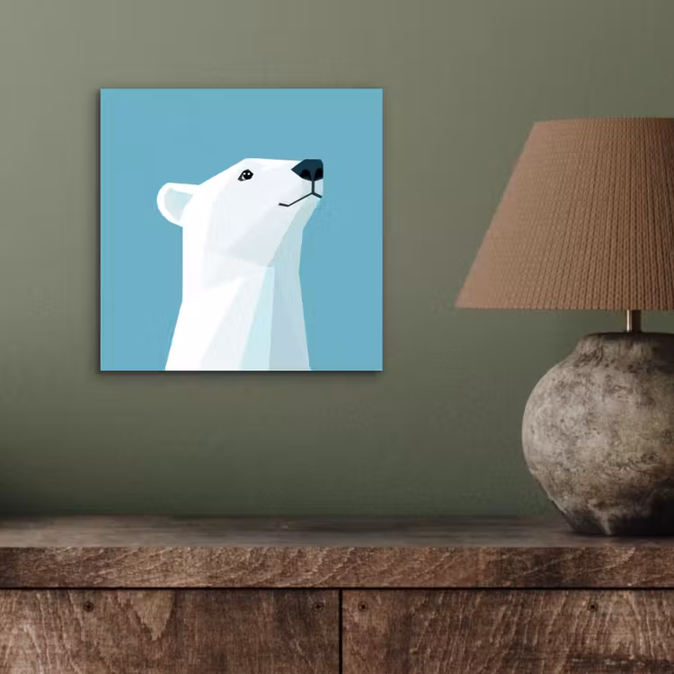 Aluminium schilderij - Ijsbeer - Lichtblauw - Minimalistisch — 3