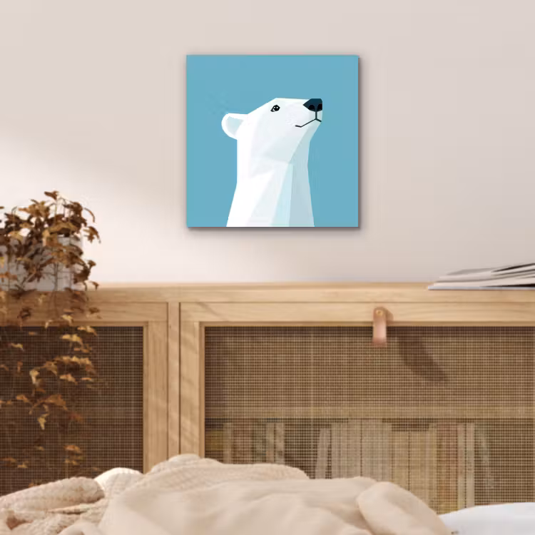 Aluminium schilderij - Ijsbeer - Lichtblauw - Minimalistisch — 4