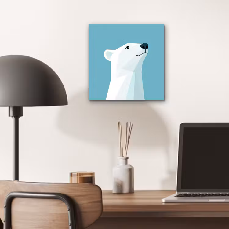 Aluminium schilderij - Ijsbeer - Lichtblauw - Minimalistisch — 6