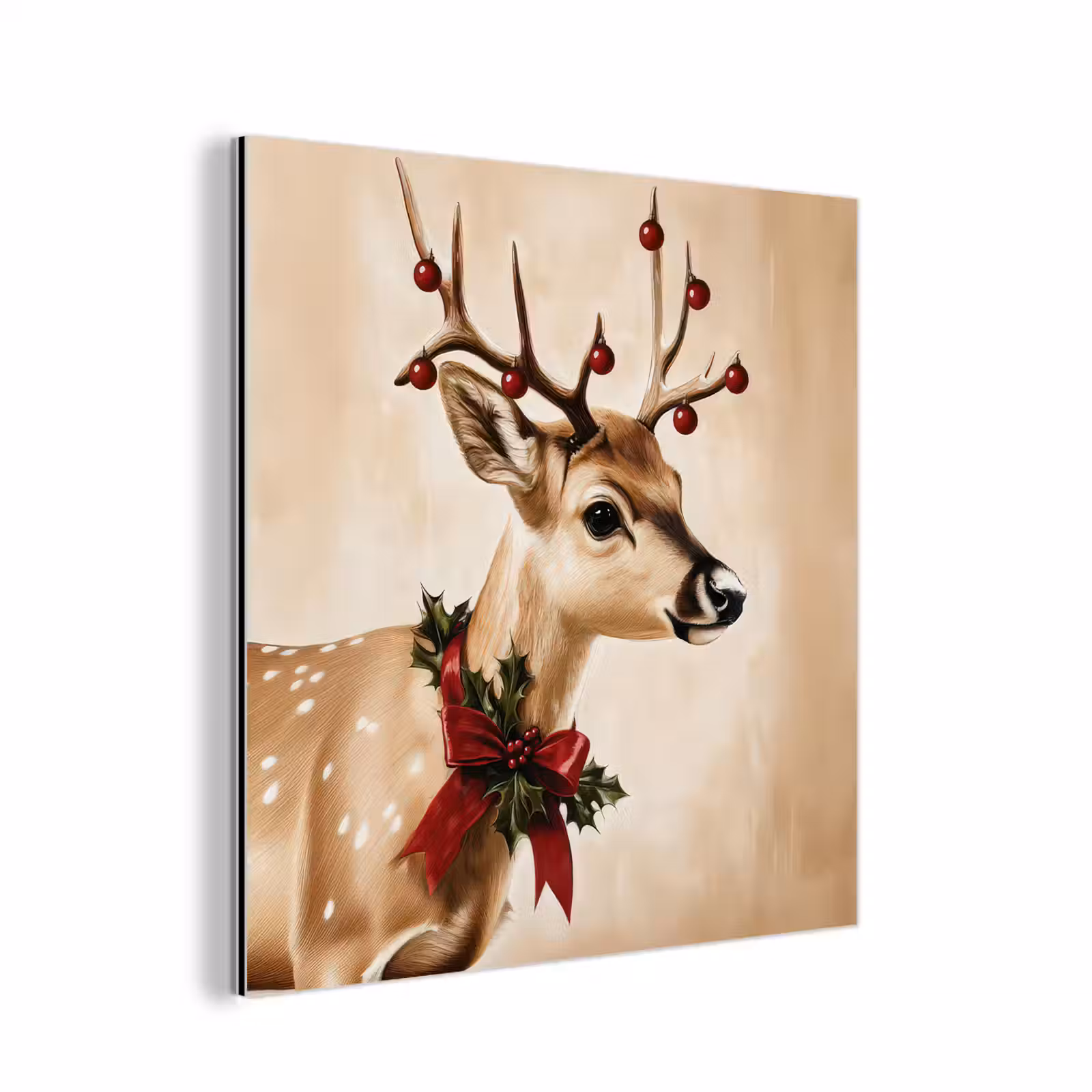 Aluminium schilderij - Gewei - Kerst - Rendier - Rood — 1