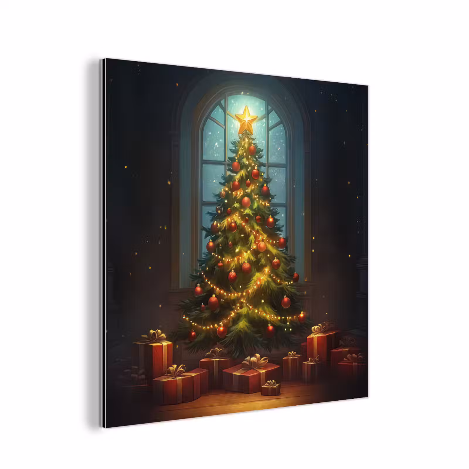 Aluminium schilderij - Kerstboom - Cadeau - Kerst - Winter — 1
