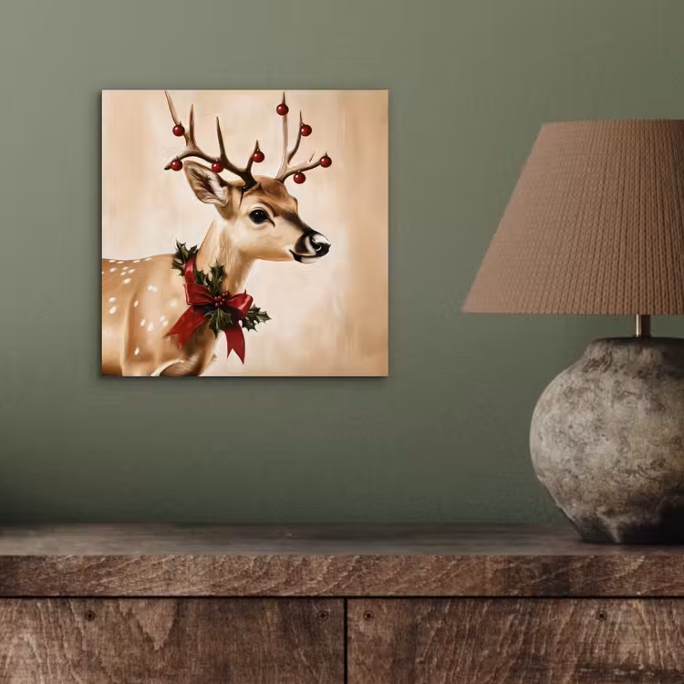 Aluminium schilderij - Gewei - Kerst - Rendier - Rood — 3